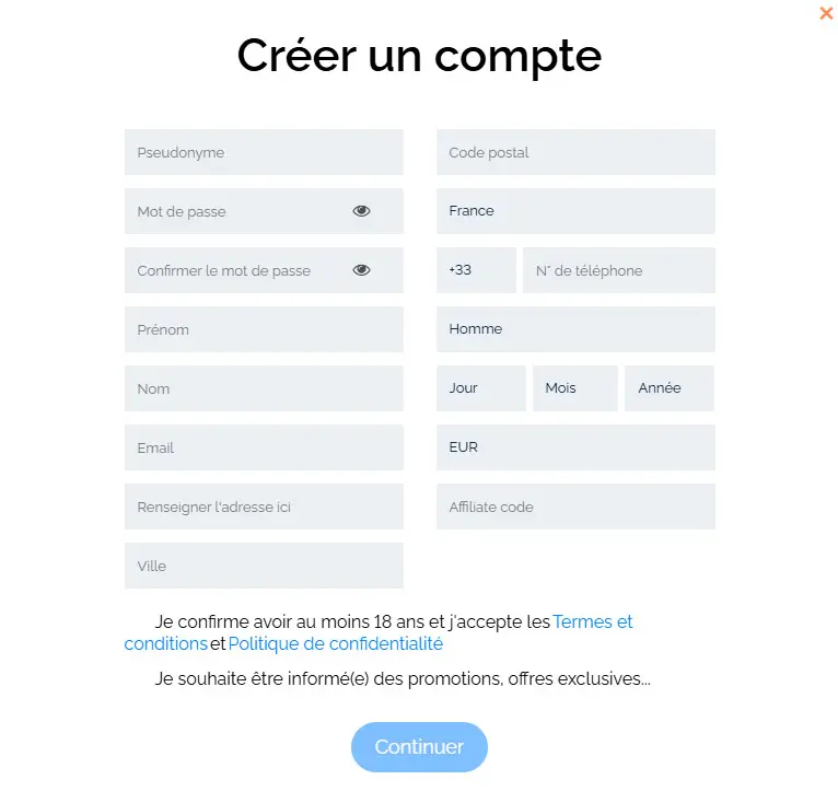 Processus d'inscription Magical Spin Casino