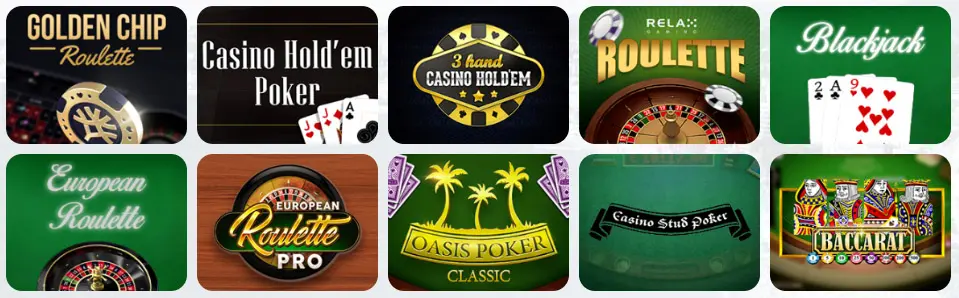 Jeux de table au MAGICAL SPIN CASINO